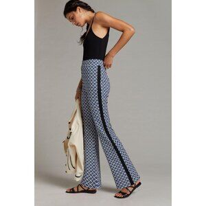 Anthropologie Maeve Pull-On Bootcut Pants Blue Motif Size XS